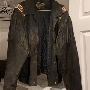 Vintage leather fringe jacket